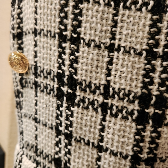 Black and White Plaid Tweed Jumper Dress - Picture 3 of 4